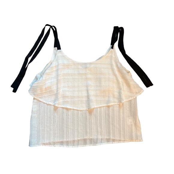 Elodie white tank with black tie straps SZ L - Picture 1 of 3